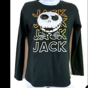 Disney Girls Jack Skellington Sequin Top L 10/13 Nightmare Before Christmas Long